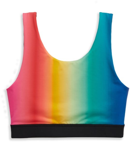 Reversible swim top for women shown from the front, highlighting its sleek design and vibrant color.
