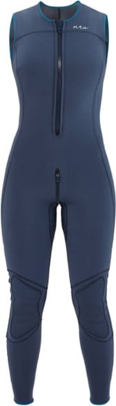 Woman kayaking in NRS Ultra Jane 3mm wetsuit showing arm mobility