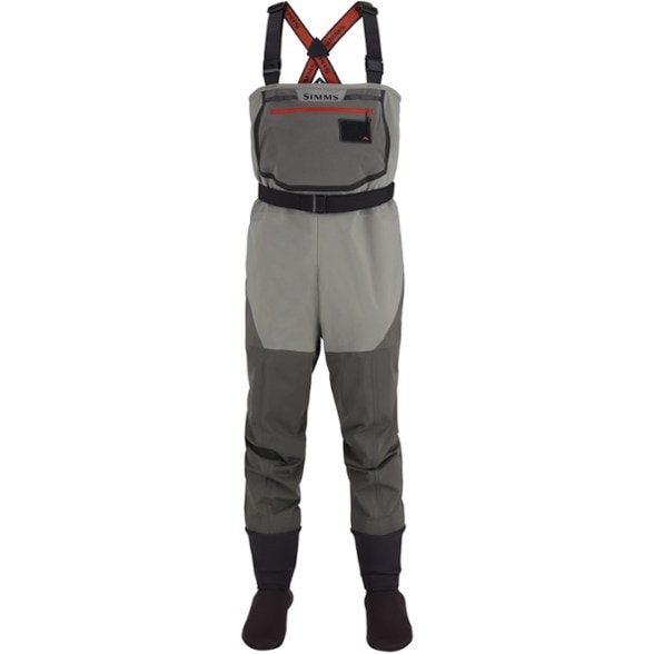 Simms Freestone Stockingfoot Waders men's front view with Gravel Guards