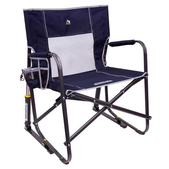 XL Outdoor Rocker Deluxe in use at a campsite, showcasing its comfort and durability