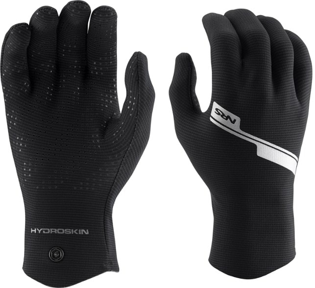 Close-up of men's waterproof neoprene paddling gloves with silicone grip palms