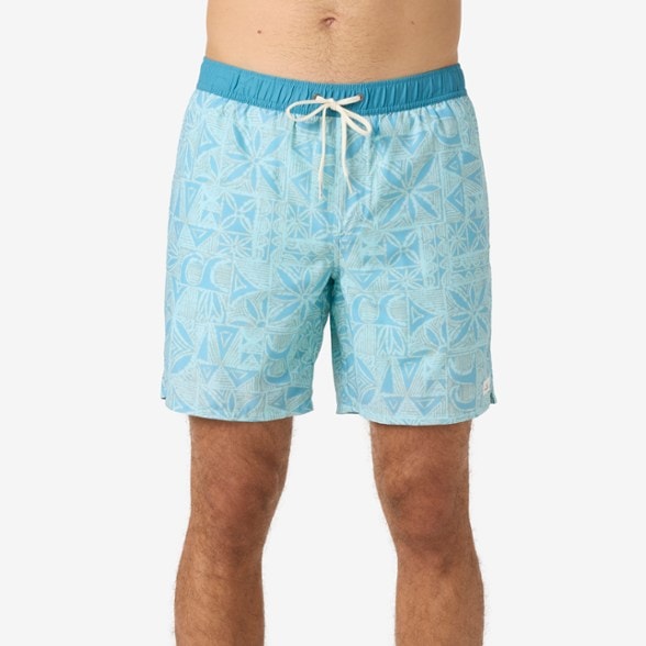 Close-up of Hermosa Light Lined Volley men's swim shorts showing the elastic waistband and phone pocket