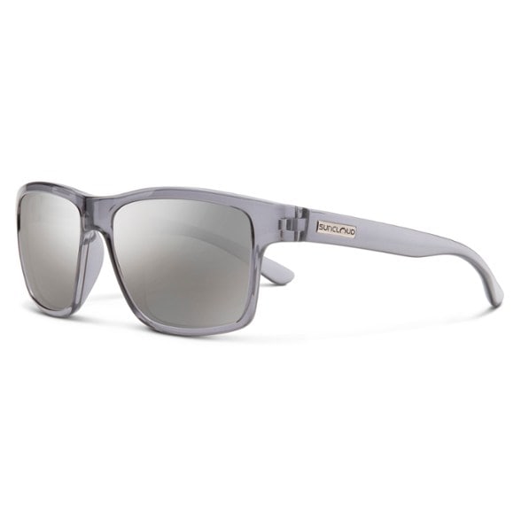 Front view of Suncloud A-Team SportShield sunglasses with wide-fit polarized lenses in silver tint.