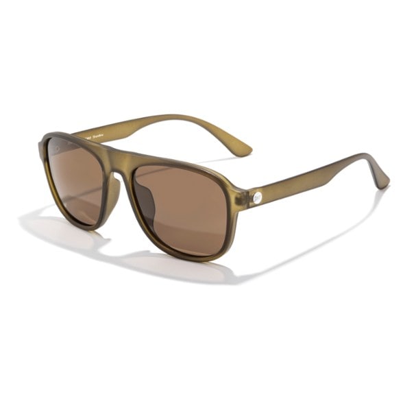 EcoShield Polarized Sunglasses on a mountain trail, showcasing their polarized lenses and recycled frames