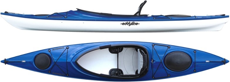Eddyline Sandpiper 130 kayak cockpit view, ideal for solo flatwater adventures