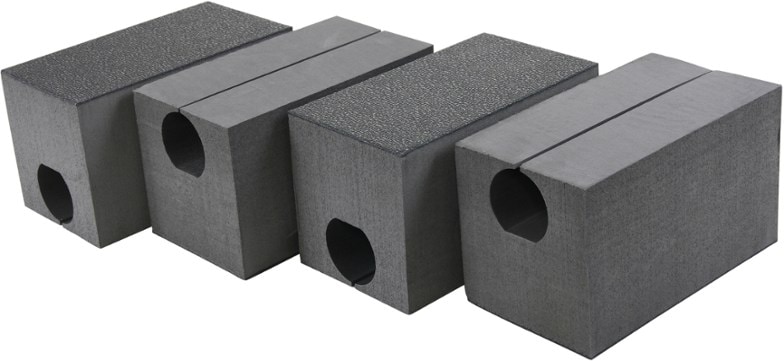Top-down view of SafeHaul foam canoe blocks mounted on gunwales for steady boat transport