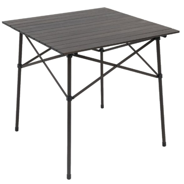 Alpenglow Ultra-Light Camp Table set up at a campsite with two people enjoying a meal, showcasing its stable and functional design.