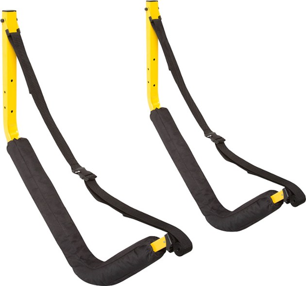 Side view of the Big EZ Boat Storage Rack showing robust design and kayak storage capacity.