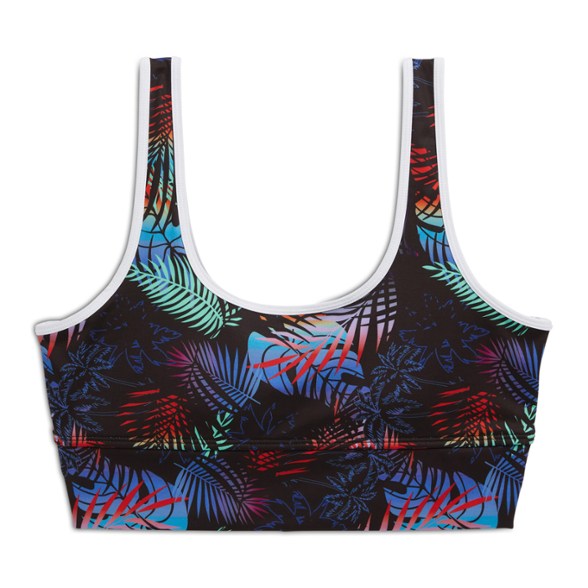 Front view of the Eco-Friendly Longline Swim Top for Women showcasing its moisture-wicking fabric.