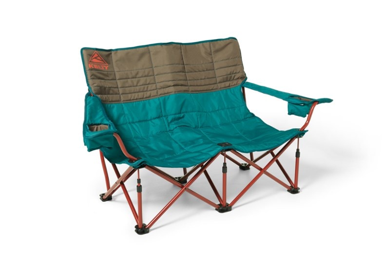 CozyCamp Low Profile Loveseat with adjustable armrests at a festival