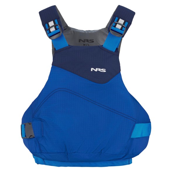 NRS Vapor PFD in action on the water, showcasing its low-profile design and reflective accents.