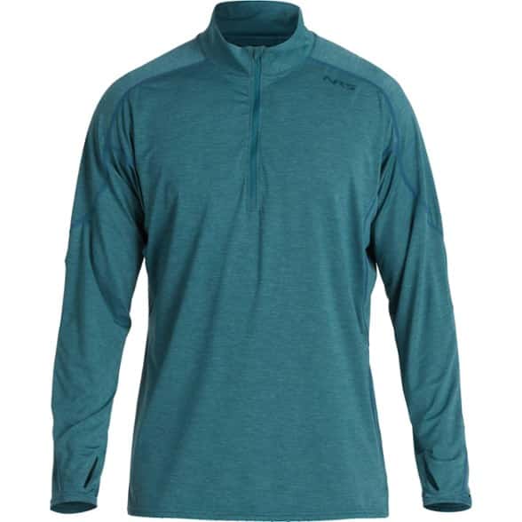 Eco-Comfort Men's Sun Protection Shirt displayed outdoors with a backdrop of water sports.