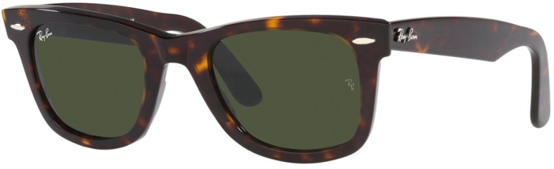 Ray-Ban Wayfarer bio-acetate sunglasses front view showing green lenses and sustainable frame