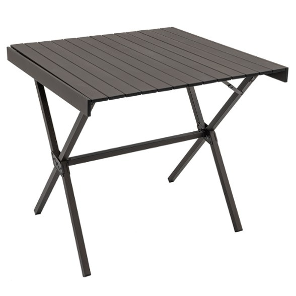 Quick-setup folding camping table in a green outdoor setting
