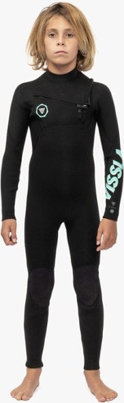 VISSLA 7 Seas Chest-Zip Wetsuit front view, showcasing its sleek design.