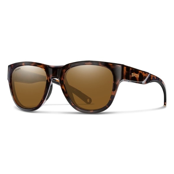 Front angle of Smith Rockaway sunglasses showing sleek wraparound design and gray ChromaPop lenses
