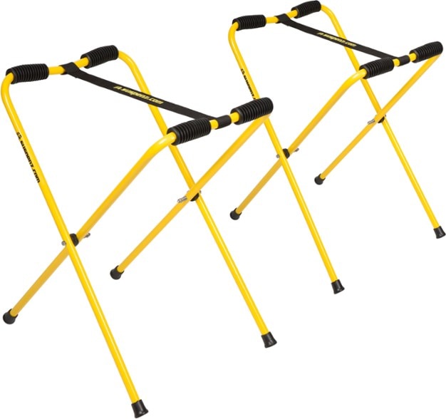 Heavy-Duty Portable Boat Stands for Kayaks set up outdoors, showcasing its sturdy design and UV-resistant webbing.