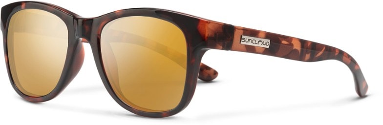 Side angle view of Suncloud sunglasses showing round lenses and sienna mirror tint