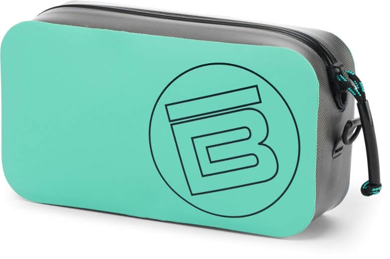 Close-up of the BOTE Hitchhiker waterproof waist pack showing waterproof zipper and compact design