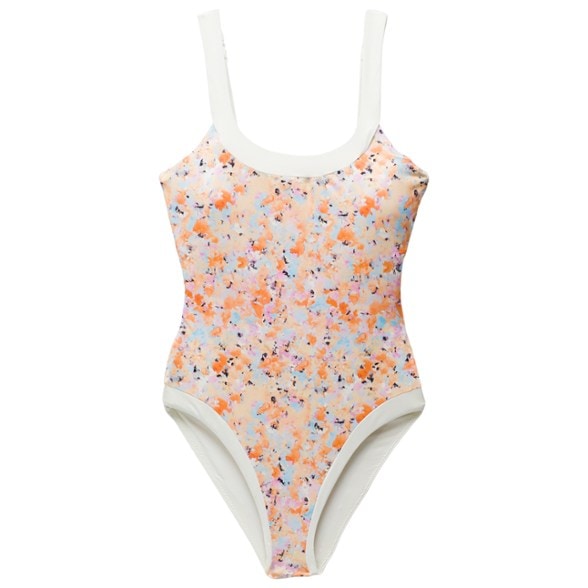 Eco-friendly one-piece swimsuit with adjustable straps, perfect for pool and beach use.