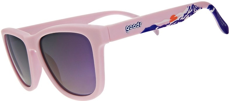 Goodr Mount Rainier polarized sunglasses on a hiking trail