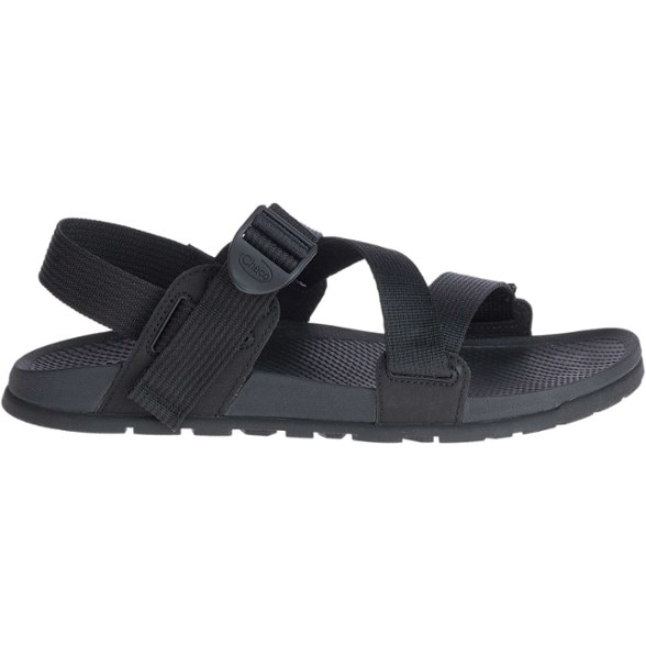 Chaco Lowdown sandals for men showcased on a hiking trail, highlighting adjustable straps.