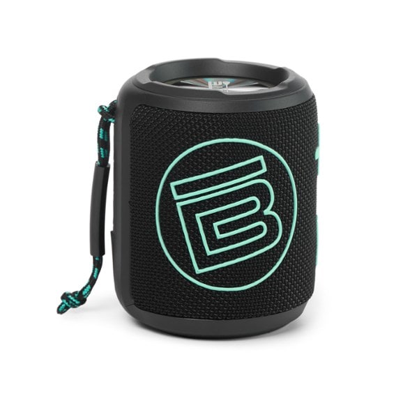 Top view of waterproof floating bluetooth speaker for kayaking secured to paddleboard using MAGNEPOD™.
