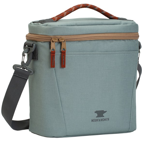 Forest green Trailblazer soft-sided cooler, angled to show the zippered top and adjustable shoulder strap, perfect for a picnic.