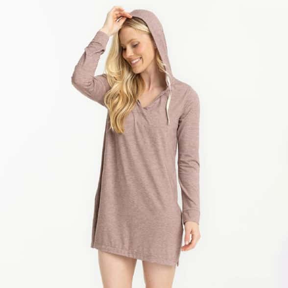 Women's long sleeve swim cover up with UPF 30+ protection