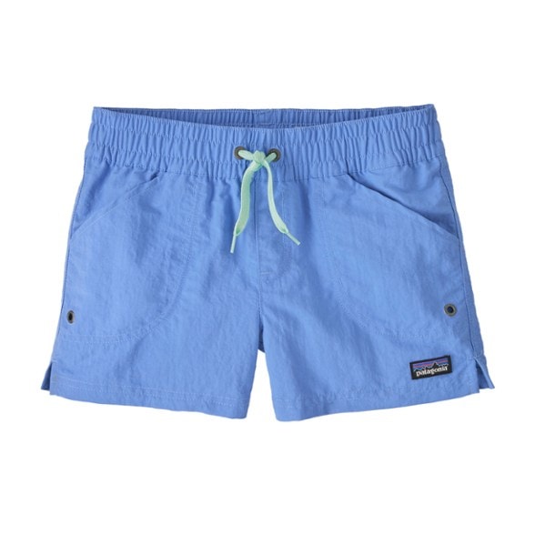 Patagonia kids' water shorts in action, perfect for watersports and outdoor activities