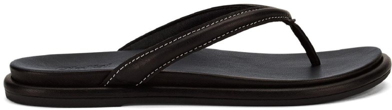 OluKai Tiare women's leather flip-flops showcasing the soft leather straps and elegant design.