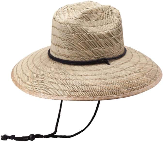 Wide brim straw sun hat with adjustable chin cord