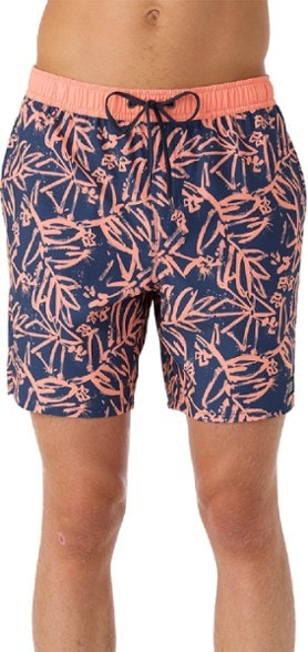 Close-up of vintage-style men's swim trunks with elastic waist and liner for beach wear