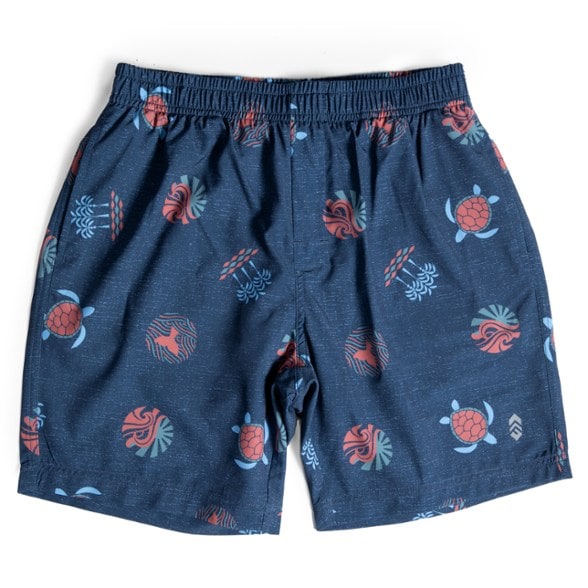 Boys swim shorts in action at the poolside, showing off quick-dry features.