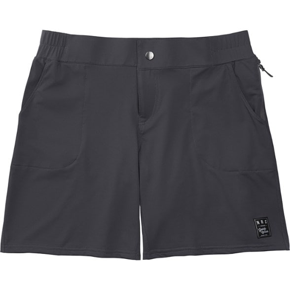 Front view of DriftFlex women's shorts showing mid-rise fit and utility loop, ideal for paddling.