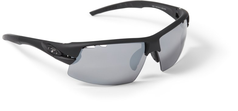 Close-up of Tifosi Crit Interchangeable sunglasses with impact-resistant polycarbonate lenses