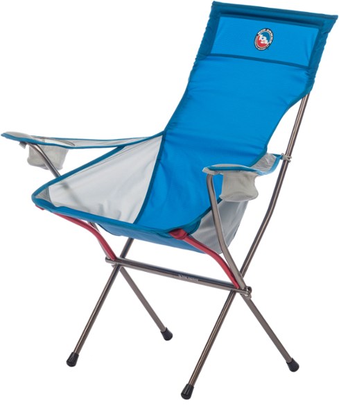 Big Six armchair with cup holders and tall back on a camping site
