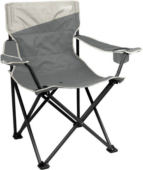 Heavy duty Coleman quad camping chair with cup holder in outdoor setting