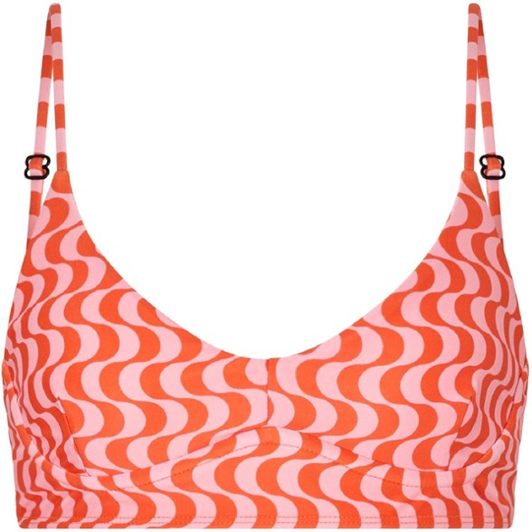 Front angle view of the surf bikini top showing adjustable straps and snug fit — perfect for surfers