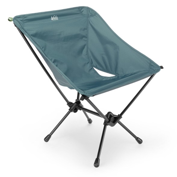 Close-up of the lightweight folding chair with ripstop polyester fabric and aluminum frame