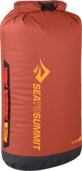 AdventureReady waterproof gear bag showcasing its roll-top closure in action during a kayaking trip.