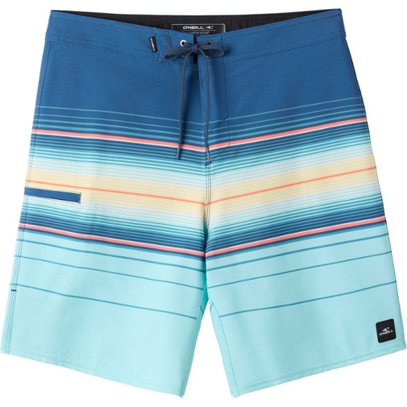 O'Neill Hyperfreak Heat Stripe Board Shorts men - front view, showcasing the Hyperdry technology and 21