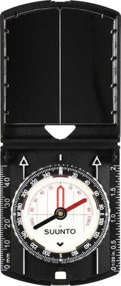 Floating mirror compass with sighting mirror for precision navigation in outdoor adventures.