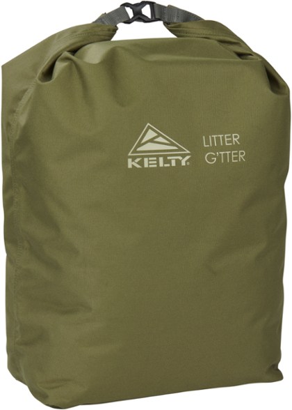 EcoTrek Portable Camp Waste Bag, standing upright and open, showing its spacious interior, perfect for a reusable garbage bag.