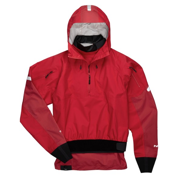 Front view of the men's waterproof jacket with articulated hood and reflective details.