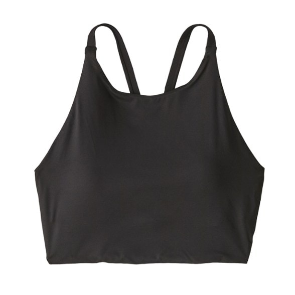 Front view of the Patagonia high neck cami swim top showcasing its secure straps.