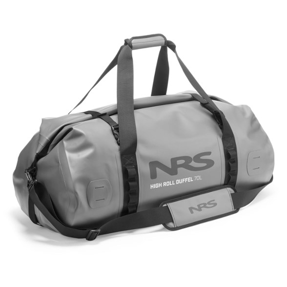 High Roll waterproof duffel bag with StormStrip™ closure on a kayak