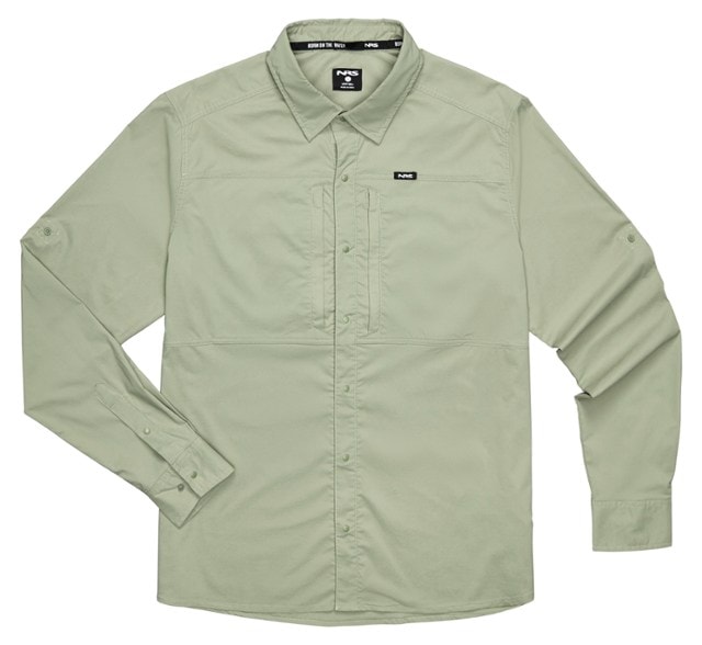 Close-up of the Drifter men's fishing shirt showing quick-dry fabric and UPF 50+ sun protection