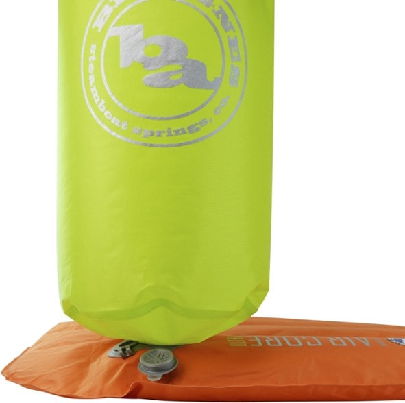 Big Agnes Pumphouse Ultra inflation pump in use as a camp pillow while camping