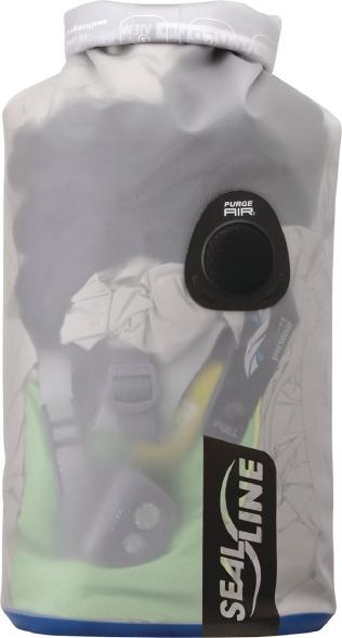 SealLine HydroView 5L dry pack being used during kayaking, showcasing its waterproof and translucent features.
